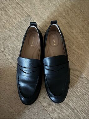 Cole Haan Black Leather Penny Loafers